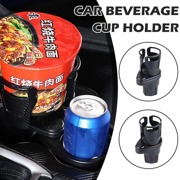 Bilkoppholder Ekspander Adapter 2i1 Dobbel Koppholder Ekspander Organizer（Karbonfiber svart）