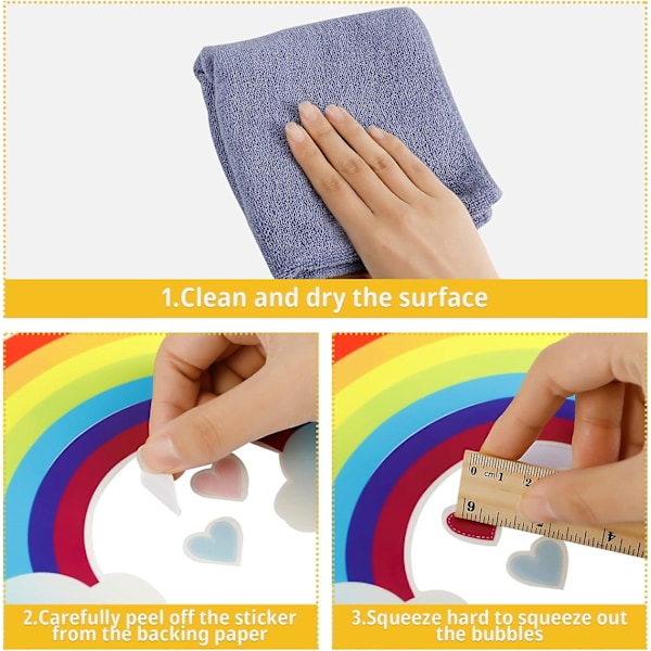 Glow In The Dark Rainbow Väggdekaler, Lysande Regnbåge Och Hjärtdekaler För Takväggar, Barn Sovrum Vardagsrum Dekoration För Flickor Pojkar Baby Nu