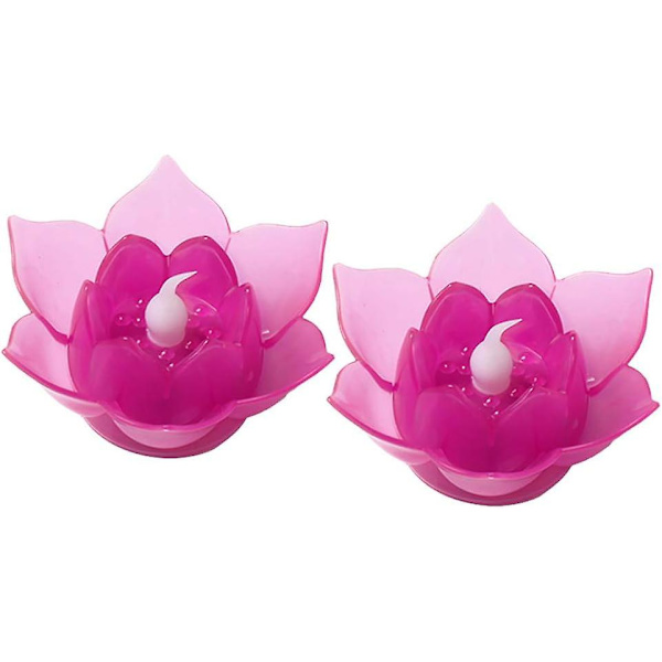 Set med 2 vattentäta Lotus LED-flytande ljus för trädgård, uteplats, gård, bröllop, julfest (lila)