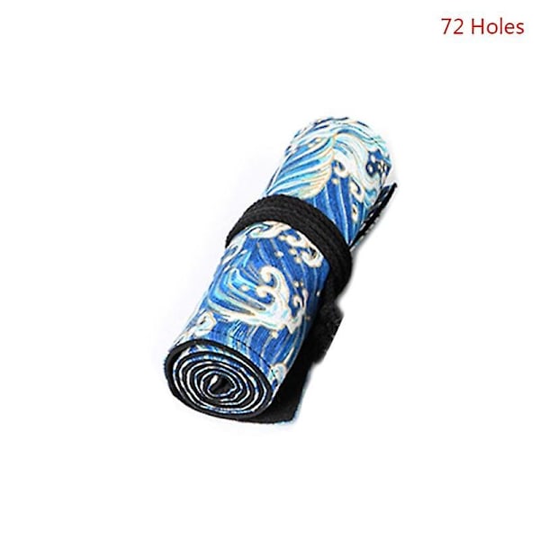 12/24/36/48/72 hullers lerret rulle opp blyantveske penn gardin etui sminke wrap holder oppbevaringspose skoleartikler（72 huller）