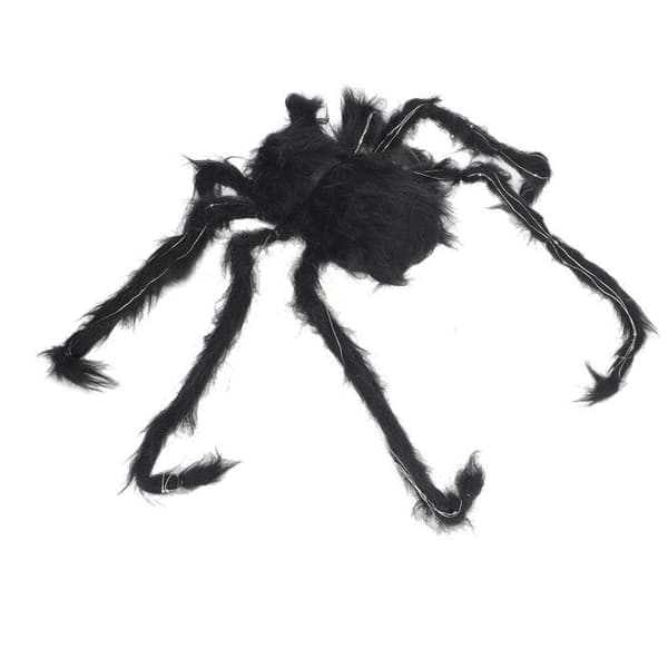 Minifinker Halloween Lysende Edderkopp Halloween Edderkoppdekorasjon, Svart Hårete Edderkopp med CR2032 Knappebatteri, 75cm x 4