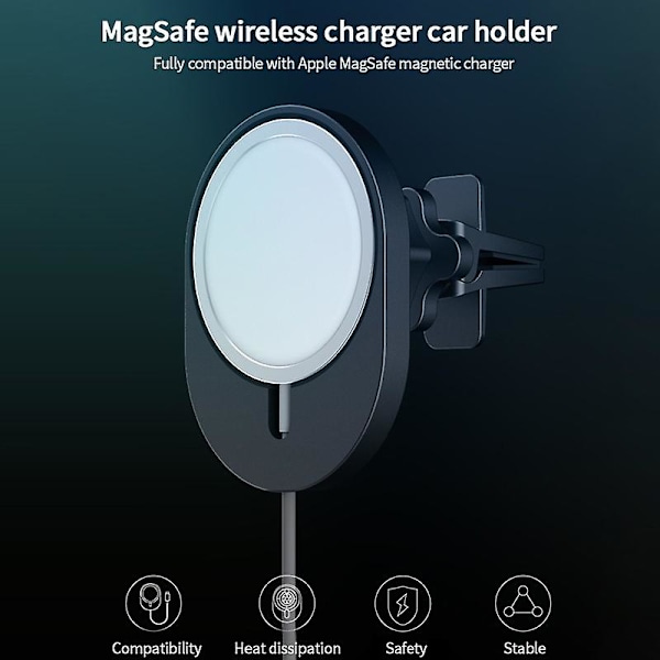 Magnetisk laddare 15w Billaddare Snabbladdning Magsafe Laddare Laddare Luftventil Billaddare Luftventilhållare Trådlös laddare Automatisk klämning