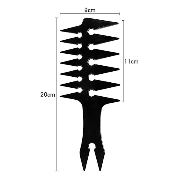 Hårbørste for menn med store bakhoder, store brede tenner, teksturstylingkam (svart, 1 stk.)