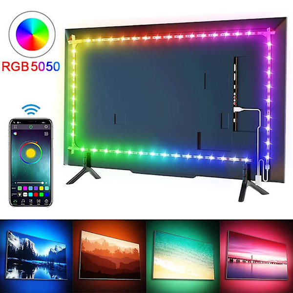 TV-bakgrunnsbelysning, 8,2 fot TV-stripe for 32-58\" TV/skjermbakgrunnsbelysning, USB SMD 5050 LED-stripe med fjernkontroll, DIY 4096 RGB-farge TV LED for spill