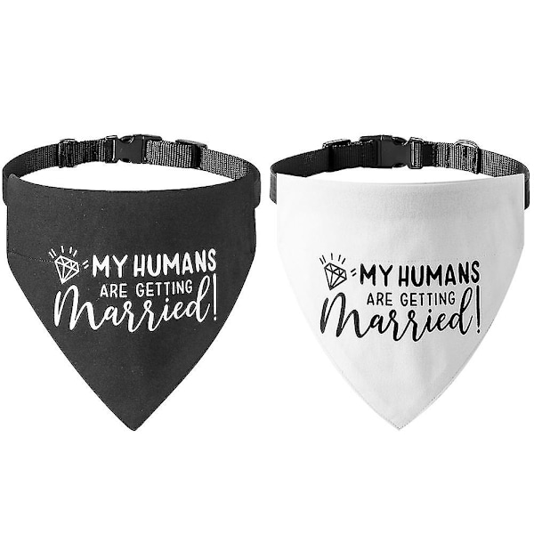 Bryllupshunde bandana, 2-pak, hundesjal, forlovelsesmeddelelse til hunde og katte（B-S）