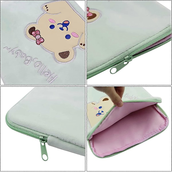 Plush Bär Laptopfodral 9-11 Tum iPad Skyddande Väska Tablettfodral Notebook Förvaringspåse för Kvinnor Flickor