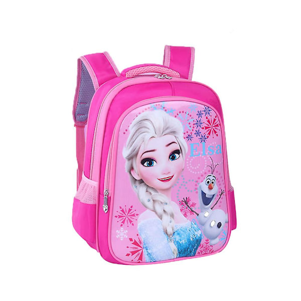 Kids Girls Frozen Elsa Princess Print Ryggsekk Skoleveske Ryggsekk（Rosa）