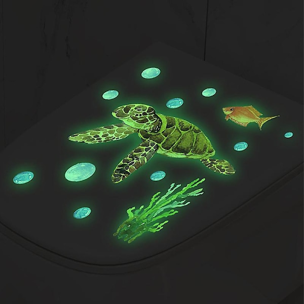 Dww-2stk Glow in the Dark Plante Stickers til Havskildpadder, Sjov Vægklistermærke til Toilet, Badeværelse, Køkken, PVC