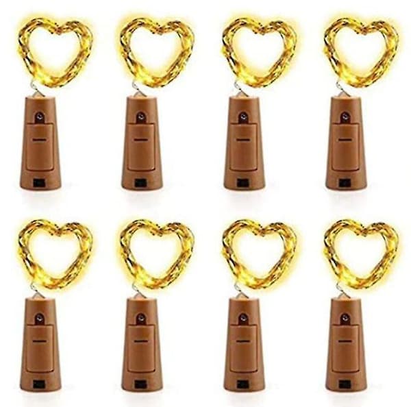 Flaskelys, 20 LED-vinflaskefeelys, 8 stk 2m batteridrevne flaskefeelys, kobber