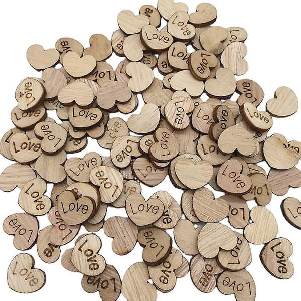 Dww-100 Mini Enkle Hjerteformede Trefigurer med Kjærlighetsmotiv for Bryllupsdekorasjon