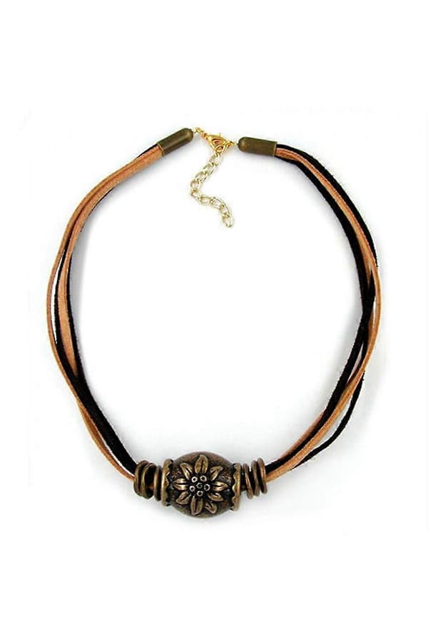 Halsband Mässing Blomma 'edelweiss' 42cm - Gl01619