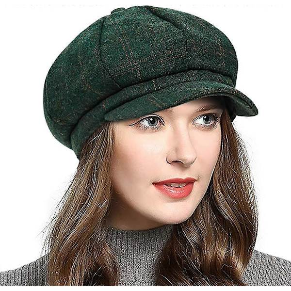 Kvinnors Newsboy-Hattar Höst Ull Cabbie Beret Tweed Flickors Papperspojkehatt