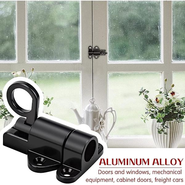2 stycken inre dörrlås, lås och bultar fönsterlås säkerhetsdörrlås, fjäderreturenhet, aluminiumlegering (svart)