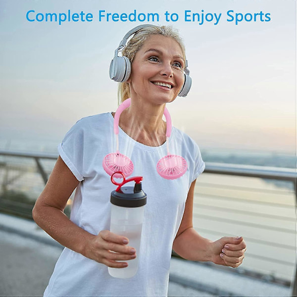 Halsfläkt Bärbar Ansiktsfläkt Personlig USB Handsfree Mini Bärbar Sport Handhållen Kylning Små Nya Fläktar Runt Halsen för Resor Kontor Rum Hushåll
