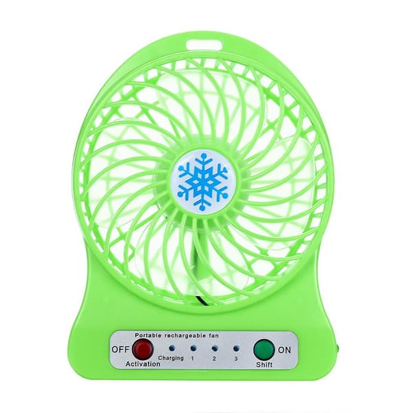 Mini-ventilator Genopladelig LED-lys Ventilator Køler Mini Skrivebord USB 18650 Batteri Ventilator（GN）