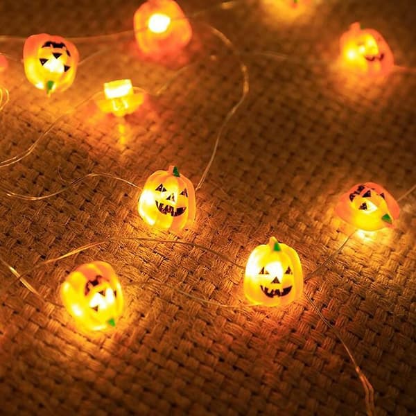 Ny led halloween serie lyskæde formet kobbertrådslampe（Gul）