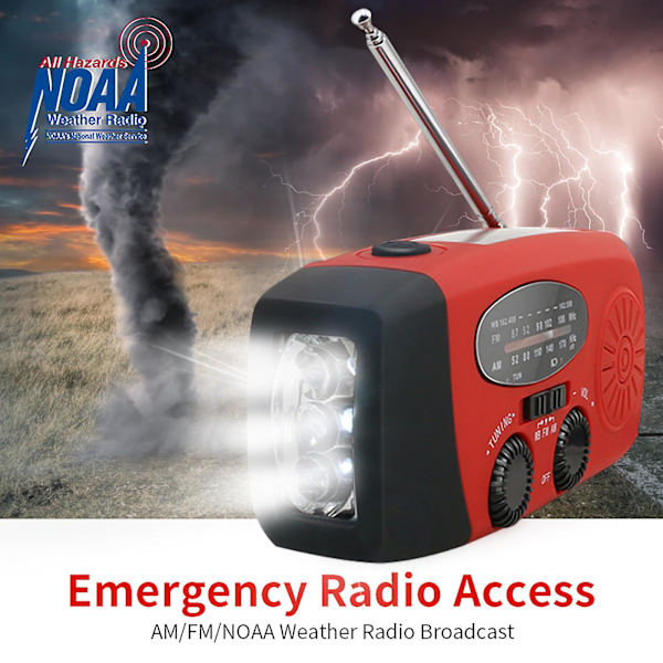 Hätäkäynnisteinen aurinkosääradio LED-taskulampulla (E)