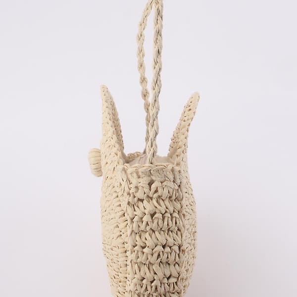 Rund halmveske med skulderstropp