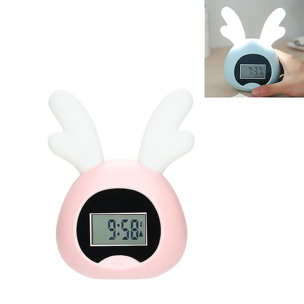 Led barnklocka, Usb hornklocka, sänglampa väckarklocka, digital väckarklocka（Rosa）
