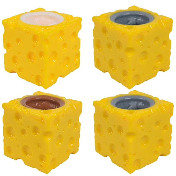 4 stk. Fidget Slug-leker, kontorleker, tegneserie-klemme-leker, simulerte oste-leker, muse-klemme-leker（5CM）