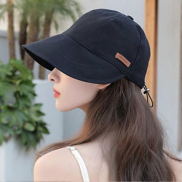 Vegansk solhatt - bred brem, UPF-beskyttelse, fiskerstil black