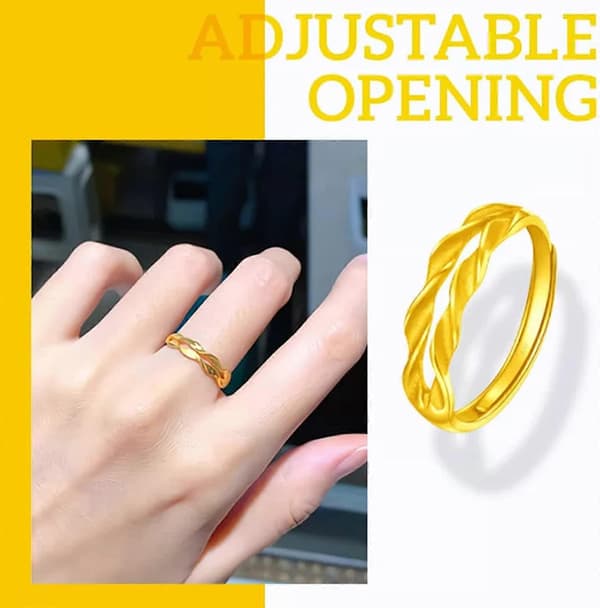 Veteörat Enkel Lycka Ring, Vridet Vete Form Guldringar, Guld Enkel Delikat Ringar för Kvinnor (Ring)