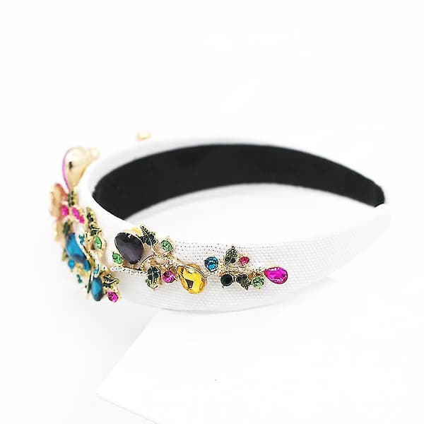 Mode Rhinestone Blomster Hårbånd, bred Hårbøjle til Kvinder, Hår Tilbehør Hårbånd Hovedbeklædning