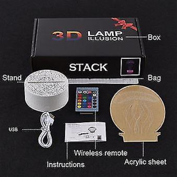 3D Touch-lampa nattljus barn 7 färger med fjärrkontroll - Genshin Impact-födelsedagspresent