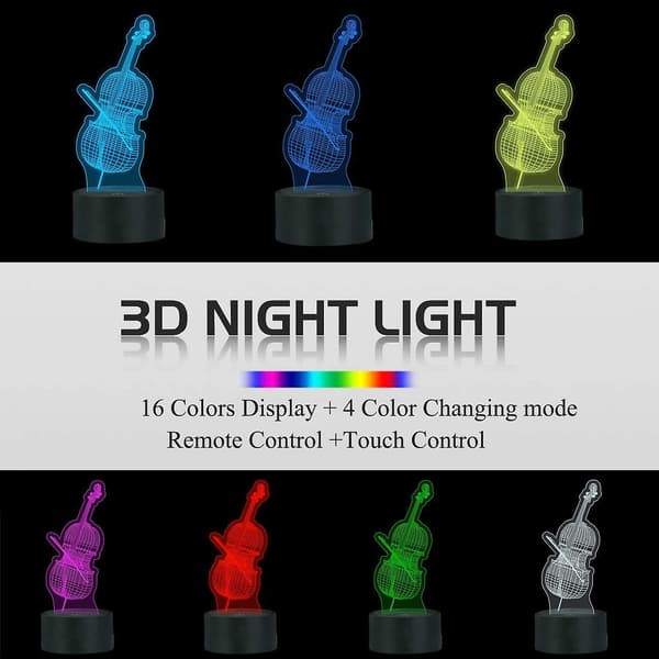 3D natlampe. Cello som gave til Acsergery musikelskere. 3D Cello Slide Projektor