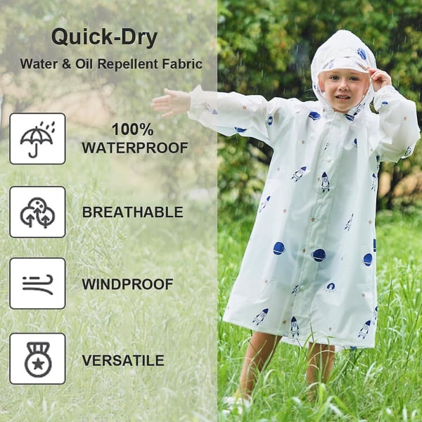 Regnrock för barn, Regnrock för flickor och pojkar, Regnrock för toddler , Lätt regnkappa, Vattentät jacka S(S)