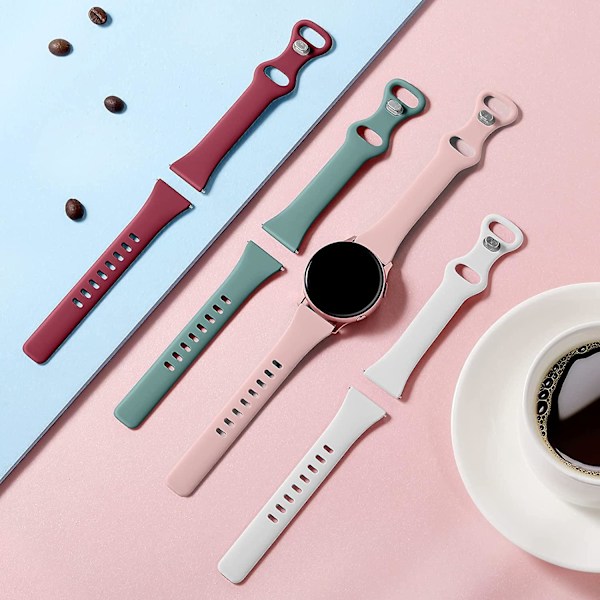 Kompatibel med Samsung Galaxy Watch 4 40mm 44mm Armband/Classic 42mm 46mm Armband Män Kvinnor, Samsung Active 2 Klockarmband 40mm, 20mm Mjukt Slim Silikonarmband