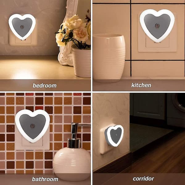 Hjerteformet smart lysstyrt induksjonsnattlys hjemmegaver（stil4）