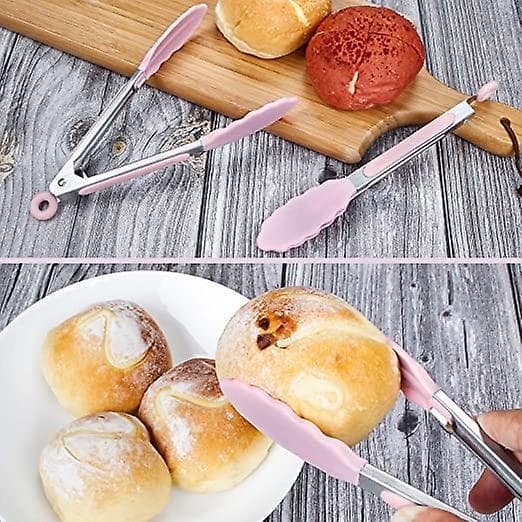 Dww-Mini silikone bestikholder sæt med tre, 7 tommer, pink