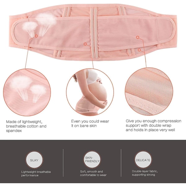 Rosa- Justerbart gravidbälte för nyblivna mammor före och efter förlossningen, smärtlindrande bälte 115 cm*17,5 cm
