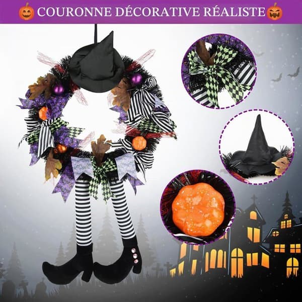 Halloweenpynt, Halloweenkrans, Heksekrans, Halloweenpynt, Dørkrans, Efterårs Halloweenpynt