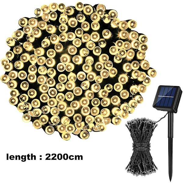 Solcelledrevne jule-LED-lyskæder - 72ft 200LEDs 8 tilstande fe-lys til altanhavehegn