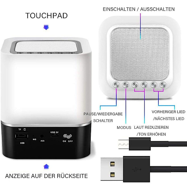 Bluetooth-kaiutin Herätyskello 5 Yhdessä Led Kosketushimmennettävä Herätyskello Digitaalinen Mp3-soitin, Kaiutin, Usb Ja Bluetooth