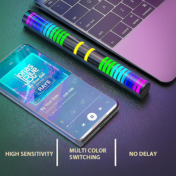 Musik Atmosfære Lys, Musik Lydstyring Led Strip Lys Multifunktionel Pickup Stemmelampe Usb（Hvid）