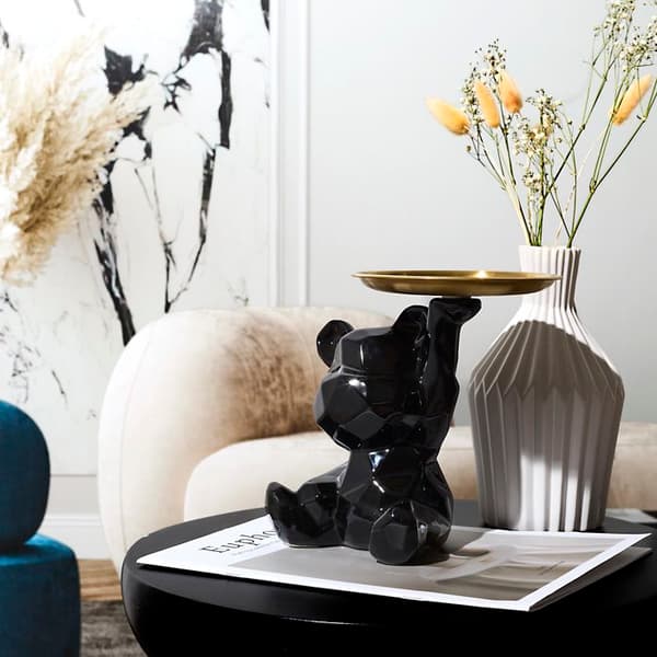 Statue - Home Deco Factory - Teddybjørn - Pyntefat - Svart