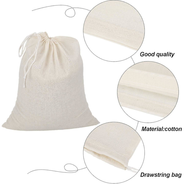 4 stk ostedukposer - Nøttemelk silpose i muslin for yoghurt, kaffe, te, juice og vin (stor, 30*35cm)