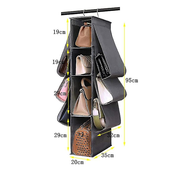Dww-Håndveskeoppbevaringsstativ 10 romspose Hengende garderobesystem for hatt Klær Sko