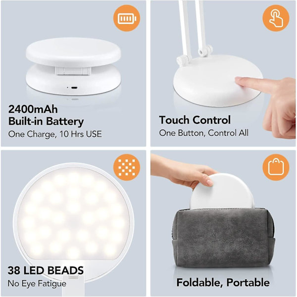Dww-LED skrivbordslampa sladdlös lampa, uppladdningsbar LED-lampa sänglampa, Luminosit uppladdningsbar LED-lampa, touch sänglampa, kontorslampa
