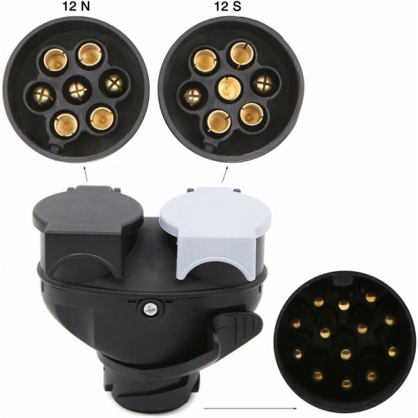 Asuntovaunusovitin 13 Pin to 12N ja 12S 7 Pin Trailer Adapter - DKSFJKL