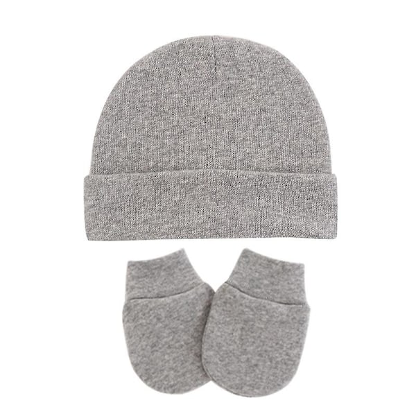 Dww-4 st babyhattar och babyvantar 0 - 6 månader (svart, vit, grå, ljusblå) ny babyhatt - n söt stickad babypojkehatt barnhatt