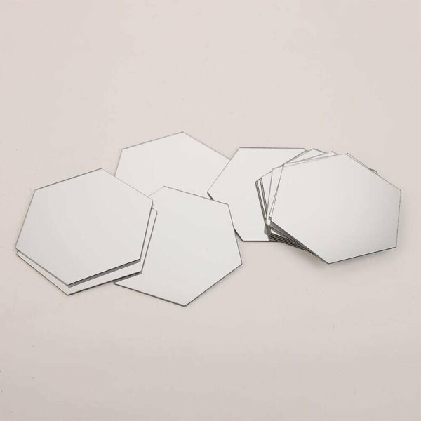 12 STK Akryl spejl vægklistermærker Selvklæbende aftagelig sekskantet dekorativt spejlark til hjemmet Stue soveværelse indretning sølv