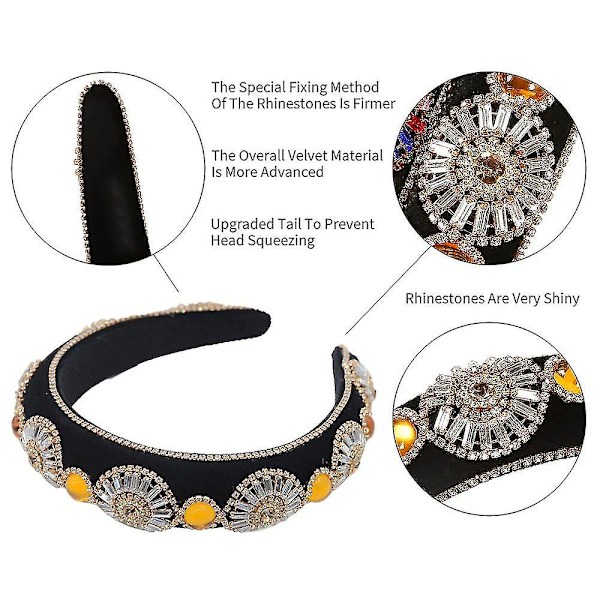 Krystal Rhinestone Pandebånd til kvinder Hvide Perle Pandebånd til piger Polstret Pandebånd Sort Fløjl Smykker Kæde Hårbånd