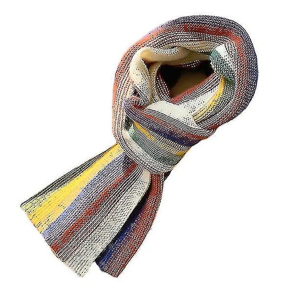 Regnbue Gradient Strikket Skjerf Dame Vinter All-match Skjerf Varm Skjerf（Stil2）