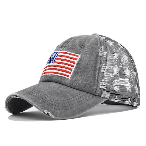 Tre-dimensjonal broderi baseball caps vasket amerikansk flagg broderi caps mesh caps femspiss stjerne mesh caps