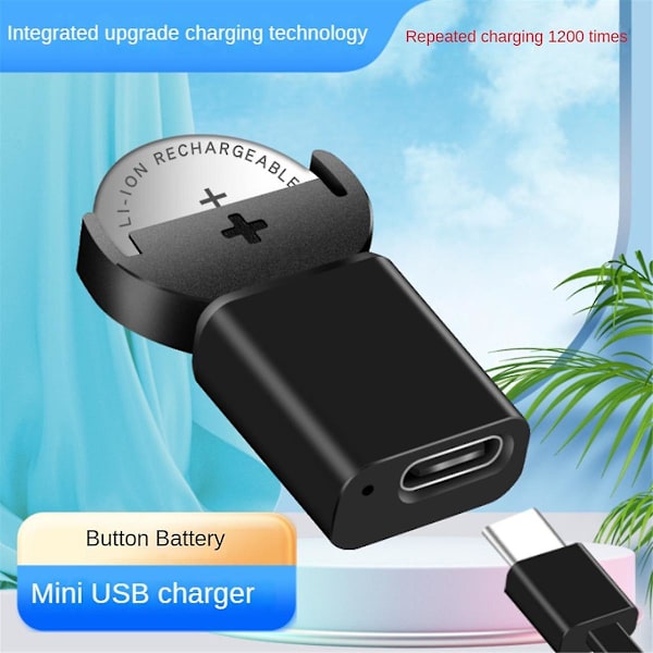 Laddning av typ C litiumbatteri för LIR2032 LIR1632 LIR2025 LIR2016 LIR2032H batterier Långvarig, utan kabel (svart)