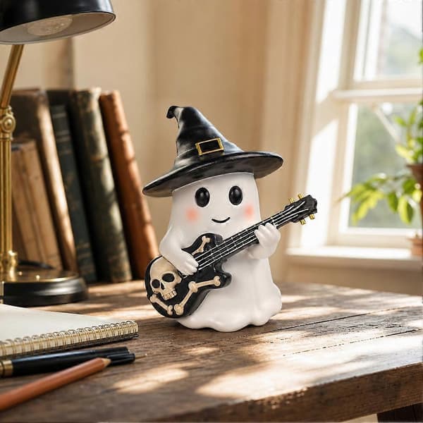 Spökfigur med gitarr för skrivbords- och hemdekoration under spöksäsongen